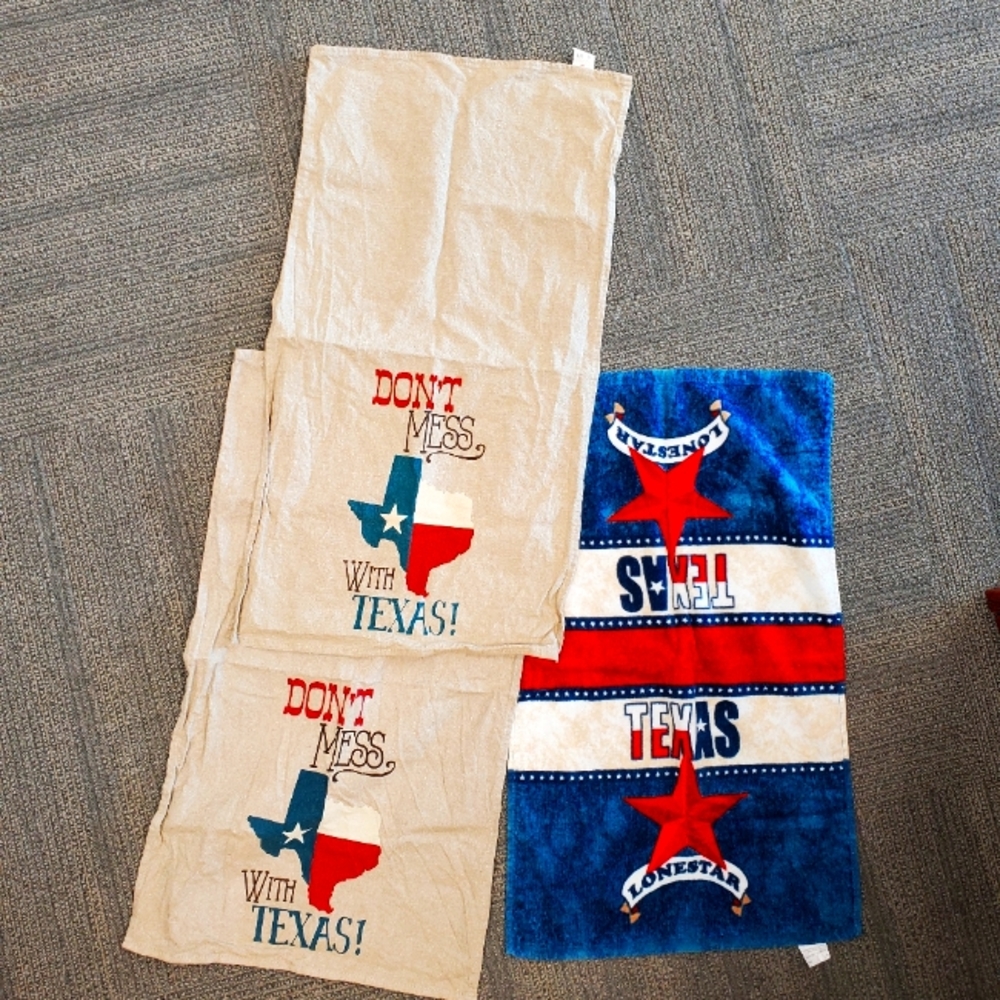 NEW 3 Lot Texas Pride Kitchen Hand Towels
